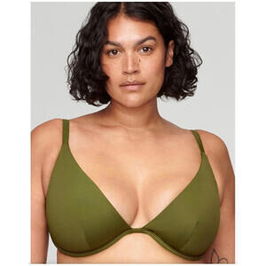 The Plunge Bikini CUUP Swimsuit Top Seaweed Green - 36D/38G NWT